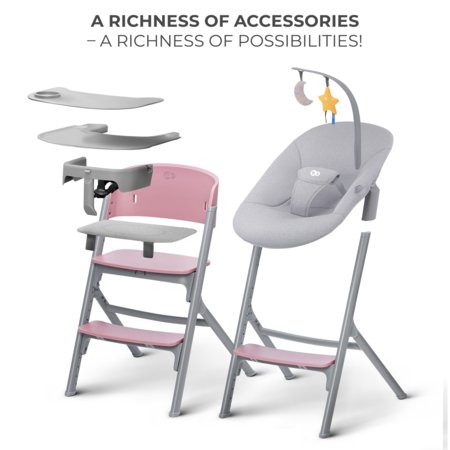 KINDERKRAFT barošanas krēsls LIVY un šūpuļkrēsls jaundzimušajiem CALMEE, aster pink, KHLICA00PNK0000 