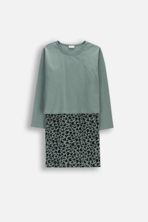 COCCODRILLO kleita ar garām piedurknēm, zaļa, WC6129101RGJ-011-128, 128 cm 