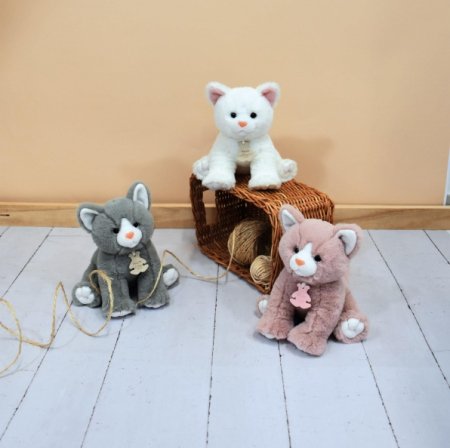 DOUDOU ET COMPAGNIE mīksts balts kaķis 18cm, HO3155 