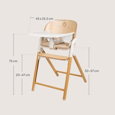 LIONELO barošanas krēsliņš CELIA, White natural wood 
