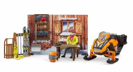 BRUDER kalnu būda ar sniega motociklu, 63102 63102