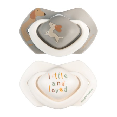 CANPOL BABIES silikona simetriskie knupīši Light Touch DOGS, 0-6m,  2 gab.,  22/670 