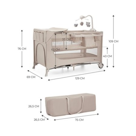 KINDERKRAFT ceļojumu gultiņa ar piederumiem JOY 2 dark grey AC, KLJOY02DGR000AC 