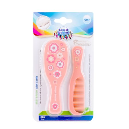 CANPOL BABIES mīksta suka ar dabīgiem sariem un ķemme GOLD, pink, 7/406_pin2 