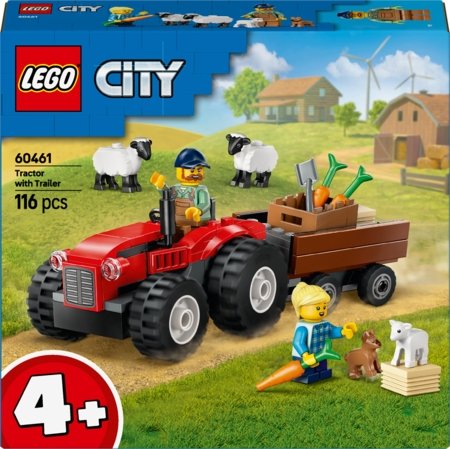 60461 LEGO® City Great Vehicles Sarkans lauku traktors ar piekabi un aitām 