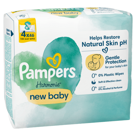 PAMPERS Mitrās salvetes Harmonie New Baby, 4x46, 184 gab, 81783718 