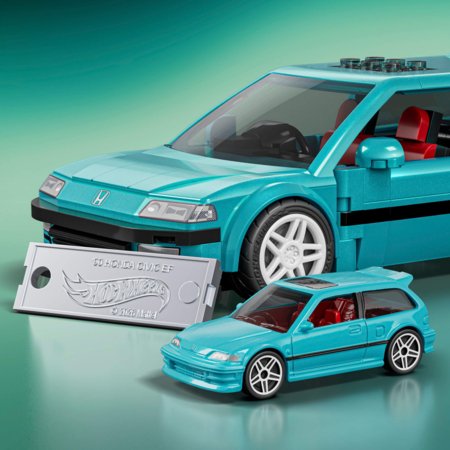 MATTEL BRICK SHOP HOT WHEELS 1:32 Honda Custom ’90 Civic EF būvēšanas komplekts, JHF62 