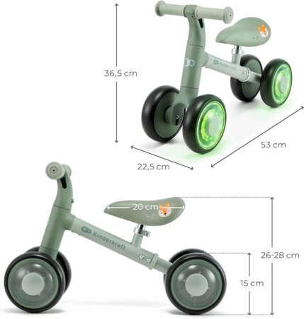 KINDERCRAFT līdzsvara velosipēds CUTIE FLASH, zaļš, KRCUFL00GRE0000 